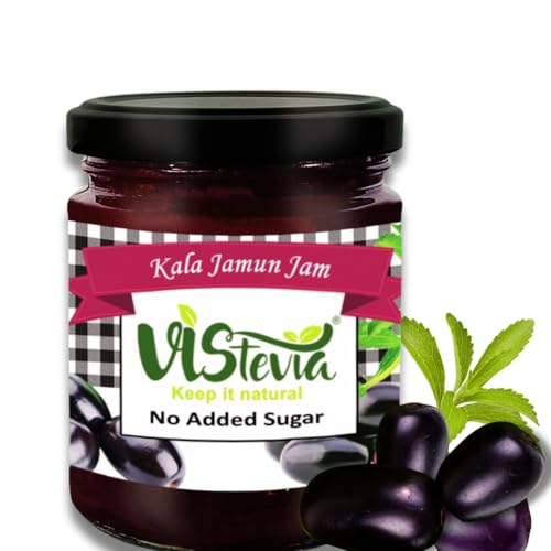 Image of Vistevia Sugar Free Kala Jamun Jam, Diabetic and Keto Friendly - Sweetened Naturally with Stevia, More Than 60% Jamun Content - Tastes Delicious - Pack of 1 (220GM)