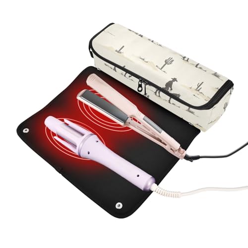 Bolsa de viaje y tapete resistente al calor para herramientas de cabello miniatura 2
