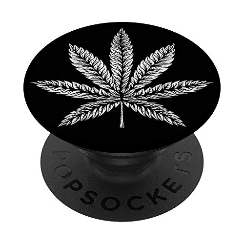 Cannabis Marijuana Weed White Leaf CBD Oil Pot 420 Smoking PopSockets PopGrip: Swappable Grip for Phones & Tablets