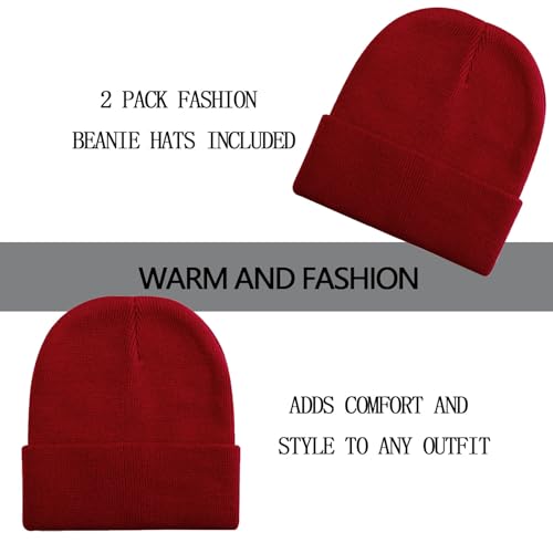 ZOORON 1&2 Pack Beanie for Men Women Slouchy Beanie Hats Winter Knit Caps Soft Ski Hat Unisex - Thumbnail 2