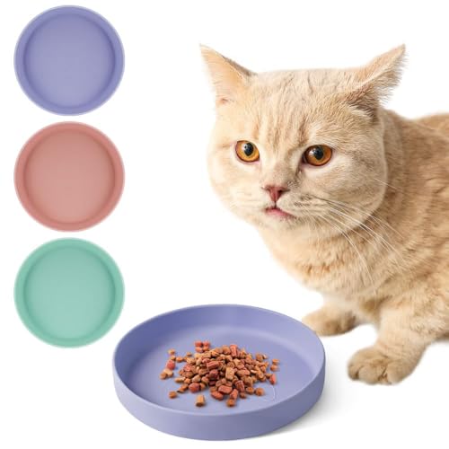 Adiwo Pratos para Animais de Estimação, Silicone de Grau Alimentício para Gatos e Cães, Prato para Gatos Pouco Profundo e Largo Tigela, Tigelas de Comida Seca e Húmida para Gatos, Cães e Animais de