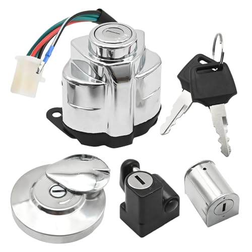 Vkinman Ignition Switch Gas Cap Helmet Steering Lock Key Set, Replacement for Honda Shadow VT400/750 1997-2003, Replacement for Honda Steed VLX 400 1988-2013