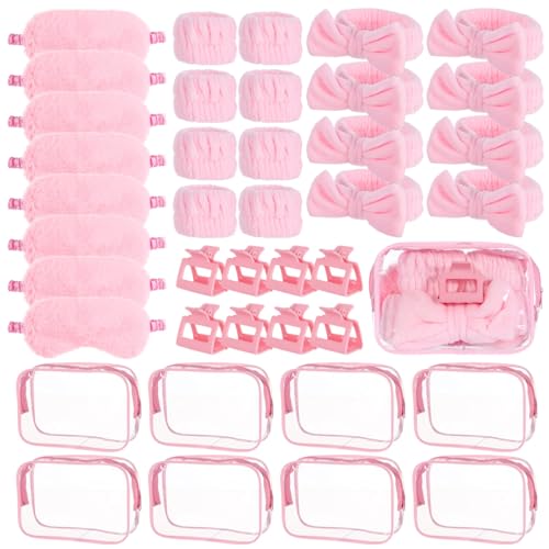 Soirée pyjama rose lot de 8 accessoires avec masque pour les yeux et trousse pour filles
