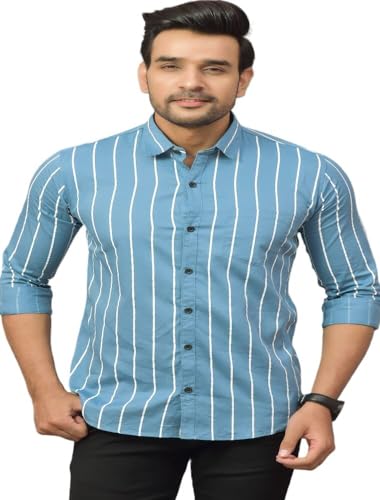 Image of Regular Fit Striped Lining Cotton Full Sleeve Casual Shirts for Men /Long Sleeves Cotton Striped, Cotton Shirt Crafted with Regular Sleeve, Comfort Fit & High-Performance for Everyday Wear