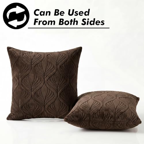 Image of Yellow Weaves Jacquard Cushion Covers | Sofa Cushion Covers | Throw Pillow Cover for Sofa, Couch, Living Room| Removable & Washable | 16x16 Inches, Set of 3 (Coffee Brown)