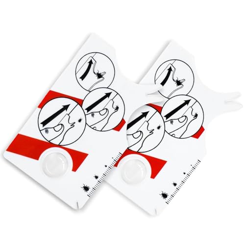 AURIVEE Scheda per Zecche 2 Pezzi, Estrattore Medico con Lente d'Ingrandimento per Umani, Cani & Gatti, Rimozione Rapida e Sicura