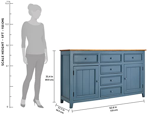 Image of APRODZ Mango Wood Cubatao Sideboard Storage Cabinet for Living Room