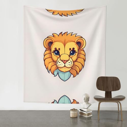 QAZWZML Niedlicher kleiner Löwe, dekorativer Wandteppich, Wandbehang, geeignet für Schlafzimmer, Schlafsäle, Picknickdecken usw.