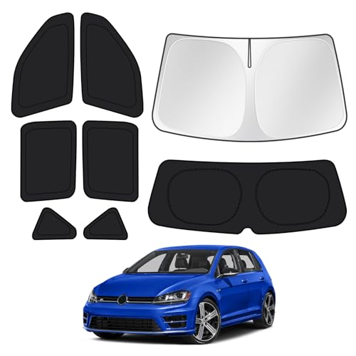 Image of Canvcle Window Shades for 2015-2021 Volkswagen VW E-Golf /Golf GTI /R Accessories Windshield Sun Shade Side Rear Window Covers Sunshade Sun Visor Shield Privacy Protection for Camping Black 8PCS