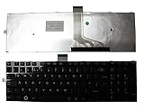  Keyboards4Laptops Royaume-Uni Noir Brillant Cadre Noir Clavier pour Ordinateur Portable (PC) de Remplacement Compatible avec Toshiba Satellite C55-A-15P