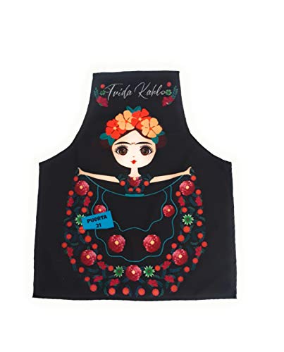 Apron In Black Mexican Artist Cotton With Helpful Pockets/Delantal Mandil Mexicanos Para Mujer De Cocina Mexican Apron Delantales De Cocina Para Mujer/Mandiles #TOP26