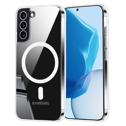 Coque pour Samsung Galaxy S21 5G Compatible avec MagSafe, Étui Magnétique Transparent avec Hybride TPU Bumper + PC Dur Arrière, Housse de Protection Antichoc Silicone Case, (Clair)