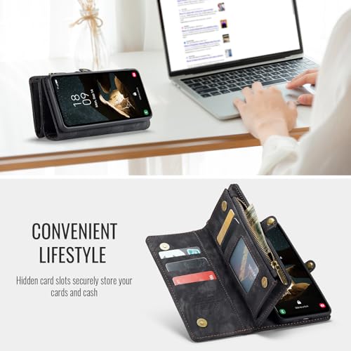 Coque Samsung S25 évite les rayures grâce au portefeuille détachable noir - 4