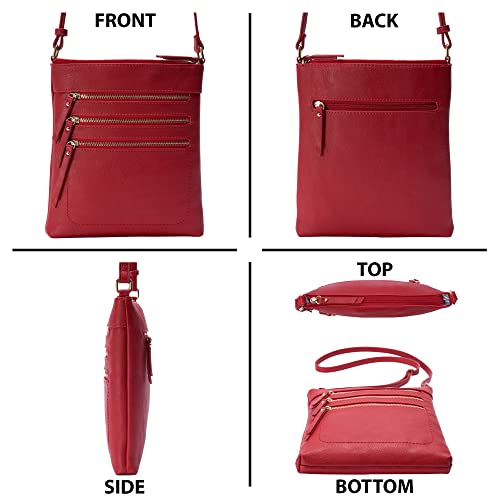 Image of Solene Crossbody Bag Functional Multi Pocket Messenger Purse Top Zip Closure Shoulder Handbag With Adjustable Strap