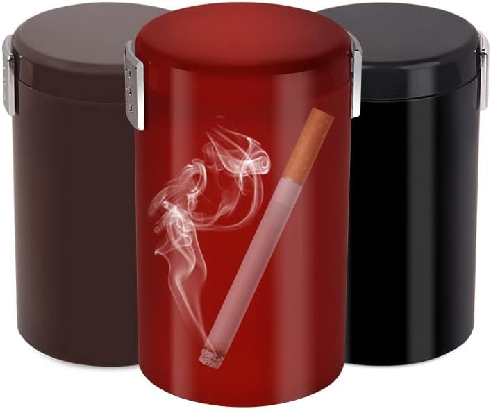 Ashtrays Car Ashtray Flame Retardant Ashtray Exquisite Workmanship Car Accessories Black Brown Red Home Ashtrays (Color Name : B)