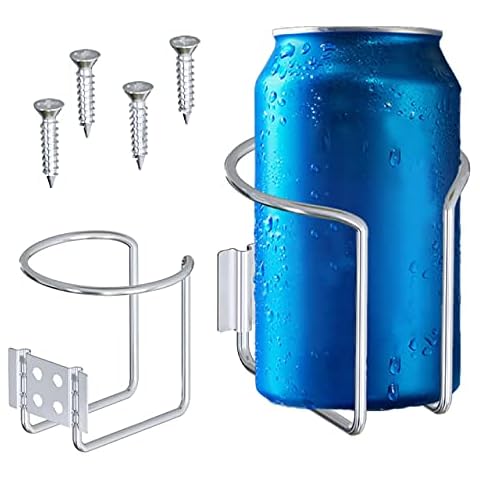 Skywin Wall Mounted Cup Holder - 2 Pack Boat Cup Holder for Yacht, Truck, Car and RV Installs on Walls and Railings - Wall RV Cup Holder fits Drink Cans, Bottles and Cups (Screw Mount) Cover