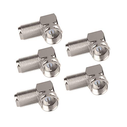 Bingfu F Type Male to Female Right Angle RG6 Coaxial Cable Connector Adapter (5-Pack) for Television TV Antenna CATV Digital Vedio Audio Coax Extension Cable