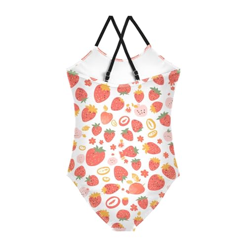 KLL Vector Strawberry Pattern Design Girls' 1-Piecing Swimsuit Summer Swimwear Adjustable Strap Quick Dry2