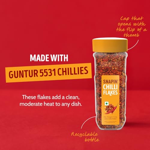 Image of SNAPIN Chilli Flakes 95 gm I Red Chilli Flakes I Bold & Spicy Crushed Red Chillies | All-Purpose Cooking & Garnishing | Crushed Chillies for Pizza, Pasta & Snacks | Spicy All-Purpose Garnish