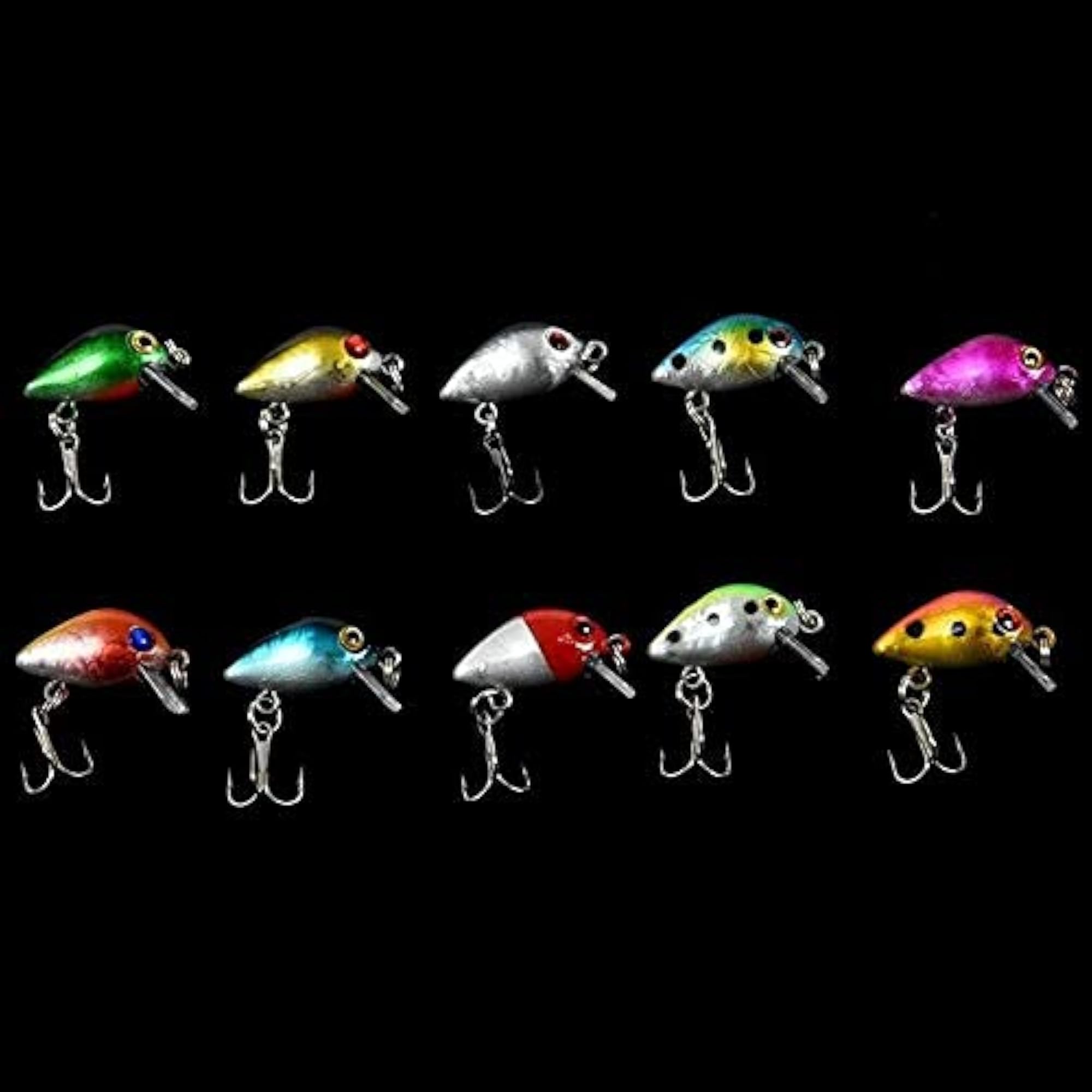 10pcs Mini Fishing Lures Set, 10 Colors Bait