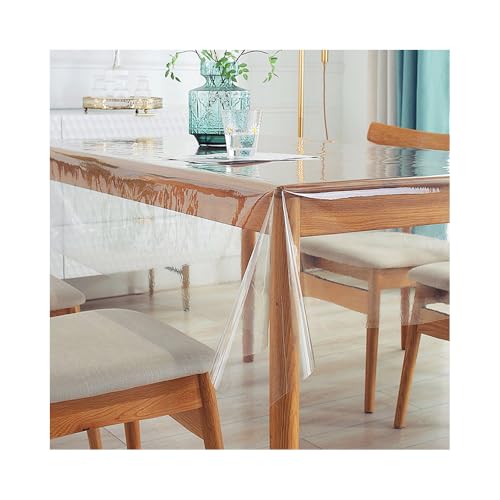 GIDWRIY Tovaglia Plastificata Rettangolare Trasparente 140 X 180 cm,Copritavolo Trasparente Pvc,Salva Tavolo,Tovaglia Protezione Tavolo Lavabile,Tovaglias Impermeabile da Esterno,Tovaglias Antimacchia