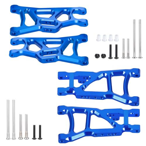 JGGZONE 4PCS Aluminum Front & Rear Suspension A-Arms Set Alloy Front Lower Swing Arm Kits Replacement for 1/10 Traxxa Slash 2WD RC Short Course Truck...