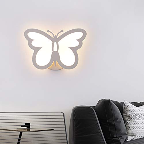 Mobestech - Lampada da parete a LED a forma di farfalla, 12 W, per interni o camera da letto, colore: Bianco caldo