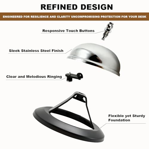 image for JawDrow 2-Pack Call Bell, 3.3Inch Stainless Steel Service Bell, Clear 