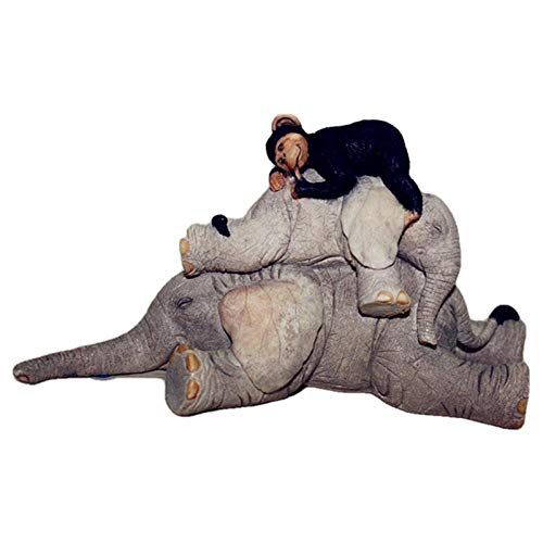 Ertyuk-Decor Statuen Dekoartikel Skulpturen Figuren Statuen Dekoartikel & Figur Skulpturen Figuren Elefant Und Schimpanse Statue Tier Dekoratives Harz Art & Craft Home Ornament Zubehör Cover