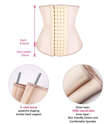 Yianna Waist Trainer For Women Latex Underbust Waist Corsets Cincher Hourglass Body Shaper 4 Hooks, (Size Xl, Beige) #TOP3