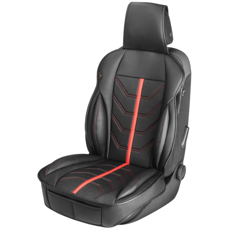 Walser coprisedile universali per auto Kimi, Confronto vincitore* accessori per auto nero/rosso, coprisedili anteriori, 1 protezione sedile auto in similpelle traforata di alta qualità coprisedili