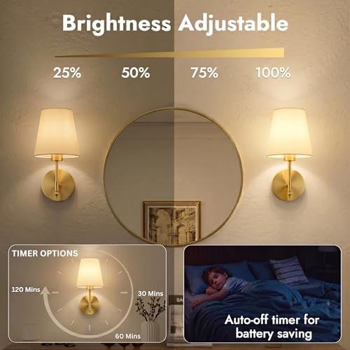 Image of NYRWANA Modern LED Wall Lamp with Remote Control, Multi Color Light, Dimmable Brightness, Timer Function, Wireless Rechargeable Wall Light for Bedroom, Living Room, Bedside Decor (White)