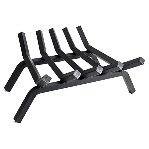 Fireplace Log Grate 18 inch - 5 Bar Fire Grates - Heavy Duty 3/4” Wide Solid Steel - For Indoor Chimney Hearth Outdoor Fire Place Kindling Tool Pit Wrought Iron Wood Stove Firewood Burning Rack Holder