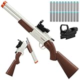Toy Gun Double Barrel Shotgun Toy,with 20 Soft Bullet Darts, Toy Foam Blaster Foam Dart Blaster with Scope for Kids, Youth, Teen, Boys-Holiday for 8-12 Year (Grey)
