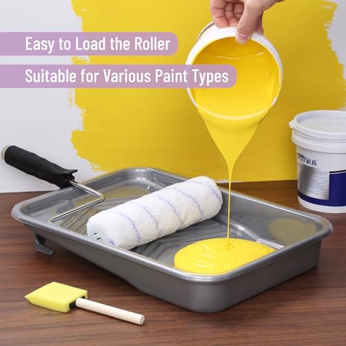 Bates- Paint Tray Set, 9 Inch, 12 pcs, 1x 9 Inch Paint Roller Tray, 10x Disposable Tray Liners & 1x Roller Frame by Bates Choice - Image 5