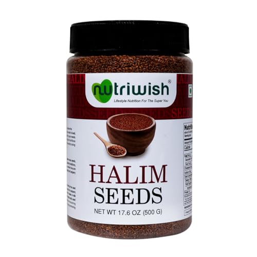 Nutriwish Natural Halim Seeds | 17.6 oz (500 g) | Pure & Natural Garden Cress | Safe & Beneficial Aliv Seeds | Halim Aliv Garden Cress Seeds for Eating | No Additives | High Protein Snack |