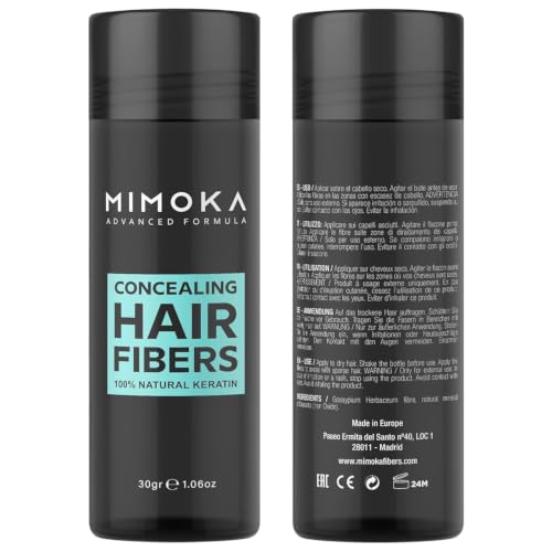 FIBRAS CAPILARES MIMOKA - Disimula la Calvicie al Instante - Microfibras Imperceptibles 100% Naturales- Para Pelo y Barba - Dosificador en Polvo Pelo Hombre y Mujer - Castaño Oscuro - 30 gr