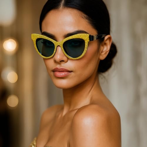 ICARA Cat Eye bling rhinestone Sun Glasses Retro Cateye Diamond Sunglasses for Women UV400 Protection2