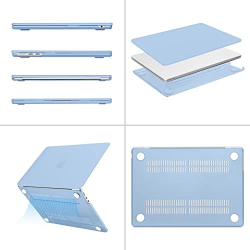 Image of MOSISO Compatible with MacBook Air 13 inch Case M5 2026 M4 2025 M3 M2 2024-2022 A3449 A3240 A3113 A2681, Hard Shell&Keyboard Cover&Screen Film&Type C for MacBook Air 13.6 inch Case, Air Blue