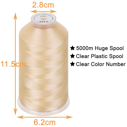 Image of New brothread - Single Huge Spool 5000M Each Polyester Embroidery Machine Thread 40WT for Commercial and Domestic Machines - Linen