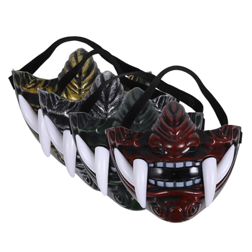 Masques Hannya japonais rigides et multicolores lot de 4 pour accessoires de fête
