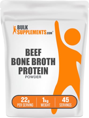 BulkSupplements.com Beef Bone Broth Protein Powder - Bovine Bone Broth Protein, Lactose Free Protein Powder - Dairy Free & Gluten Free, 22g per Serving, 1kg (2.2 lbs) (Pack of 1)