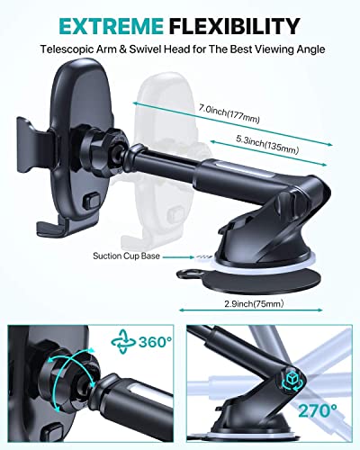 Image of Miracase 3-in-1 Cell Phone Holders for Your Car, Universal Car Phone Holder Mount for Car Dashboard Air Vent Windshield Compatible with iPhone17 16 15 14 13 12 11 Pro Max Xs XR X, Galaxy