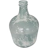 Deco 79 Recycled Glass Handmade Decorative Vase Wide Frosted Spanish Bottle Centerpiece Vase, Flower Vase for Home Decoration 11" x 11" x 17", Clear