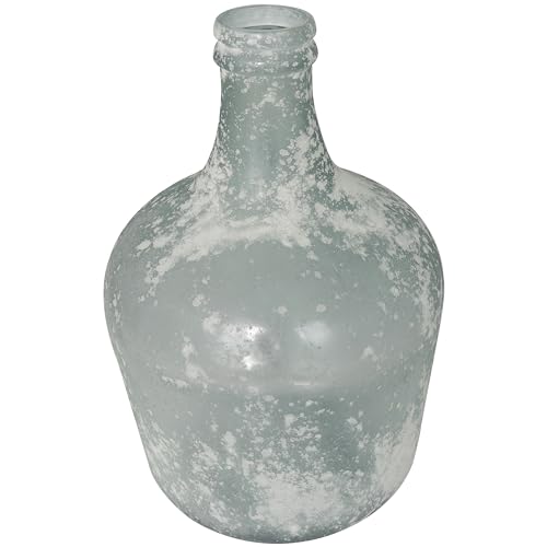 Deco 79 Recycled Glass Handmade Decorative Vase Wide Frosted Spanish Bottle Centerpiece Vase, Flower Vase for Home Decoration 11