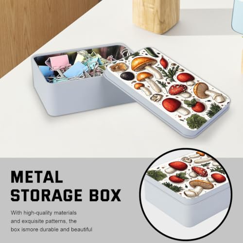 Image of Metal Tin Box with Lid, Mushroom Vegetable Print