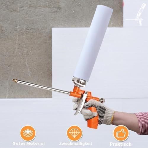 GOMETY: 3 Stück Schaumpistole Aus Vollmetall, Präzise Dosierpistole Mit Ergonomischem Kunststoffgriff, Für Profi-Heimwerker Zum Abdichten Und Füllen (Orange)