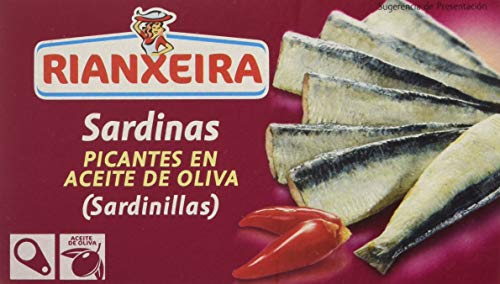 Rianxeira, Conserva de sardina picante en aceite de oliva - 12 latas de 81 gr. (Total: 972 gr.)