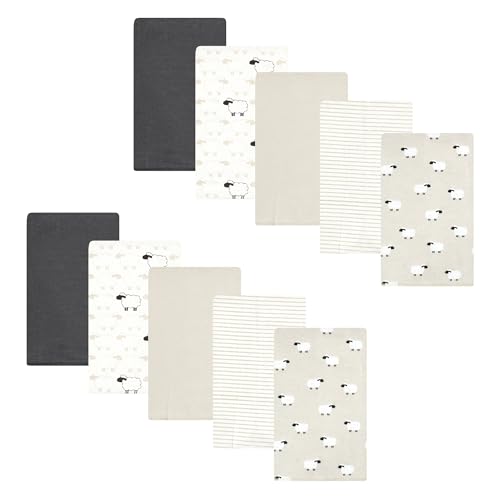 Image of Hudson Baby Unisex Baby Flannel Burp Cloth 10pk, Taupe Sheep, One Size