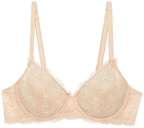 Savage X Fenty Floral Lace Unlined Bra, Sujetador para Mujer, Beige (Honey Nude), 34DD